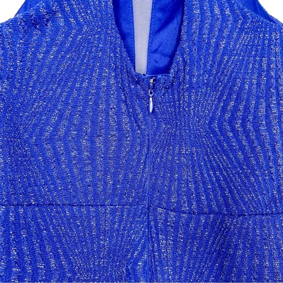 Charlotte Russe Electric Blue Cutout Halter Mini Dress XS Metallic Semi Formal - Picture 8 of 15